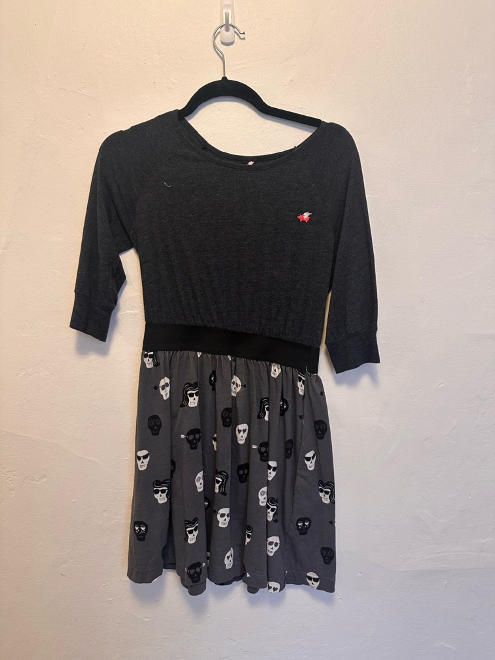 Glamour Kills Black & Gray Skull Print Skater Dress